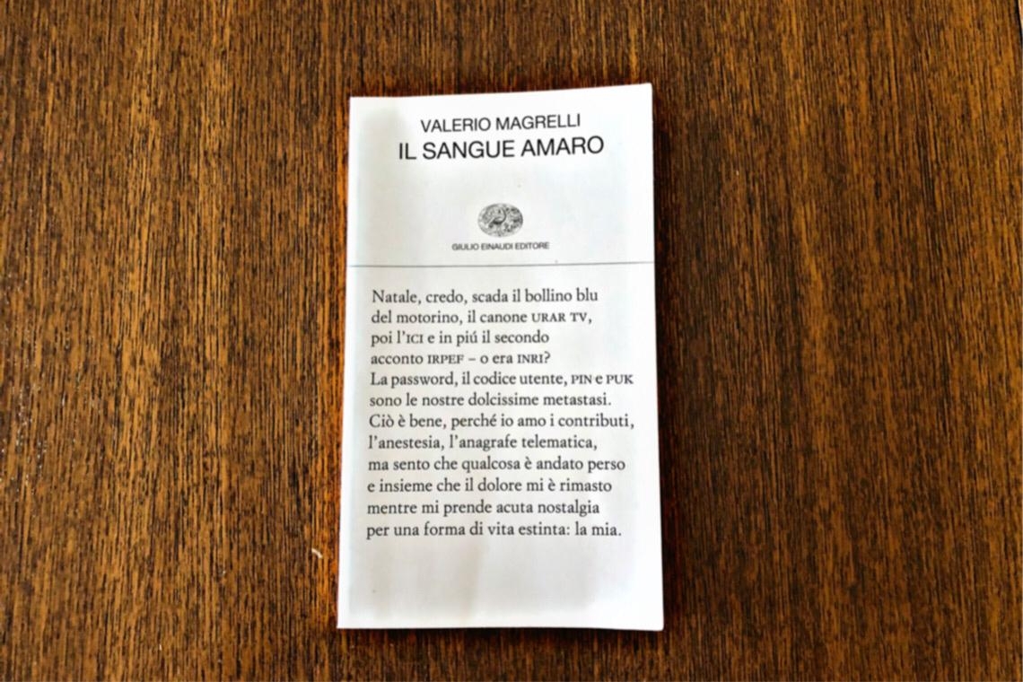 Il sangue amaro, Valerio Magrelli